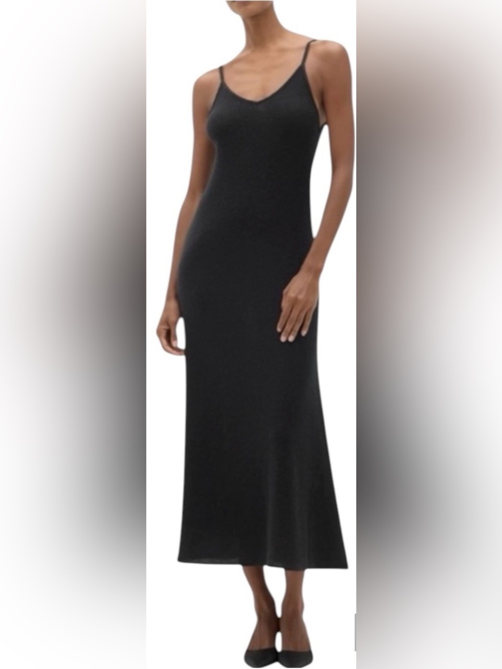 NAKEDCASHMERE Tiffany 100% Cashmere Black Maxi Slip Dress S